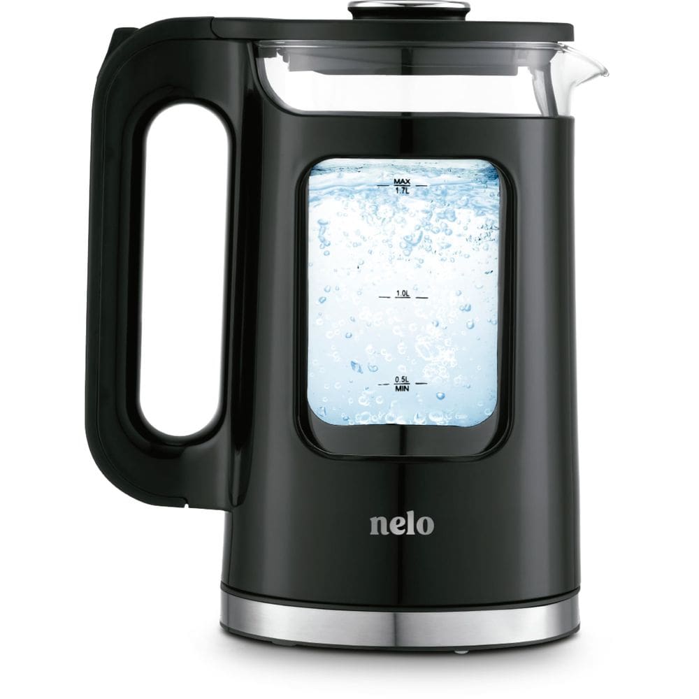 Chaleira elétrica NELO 1.7L com janela de vidro de parede dupla 1100W