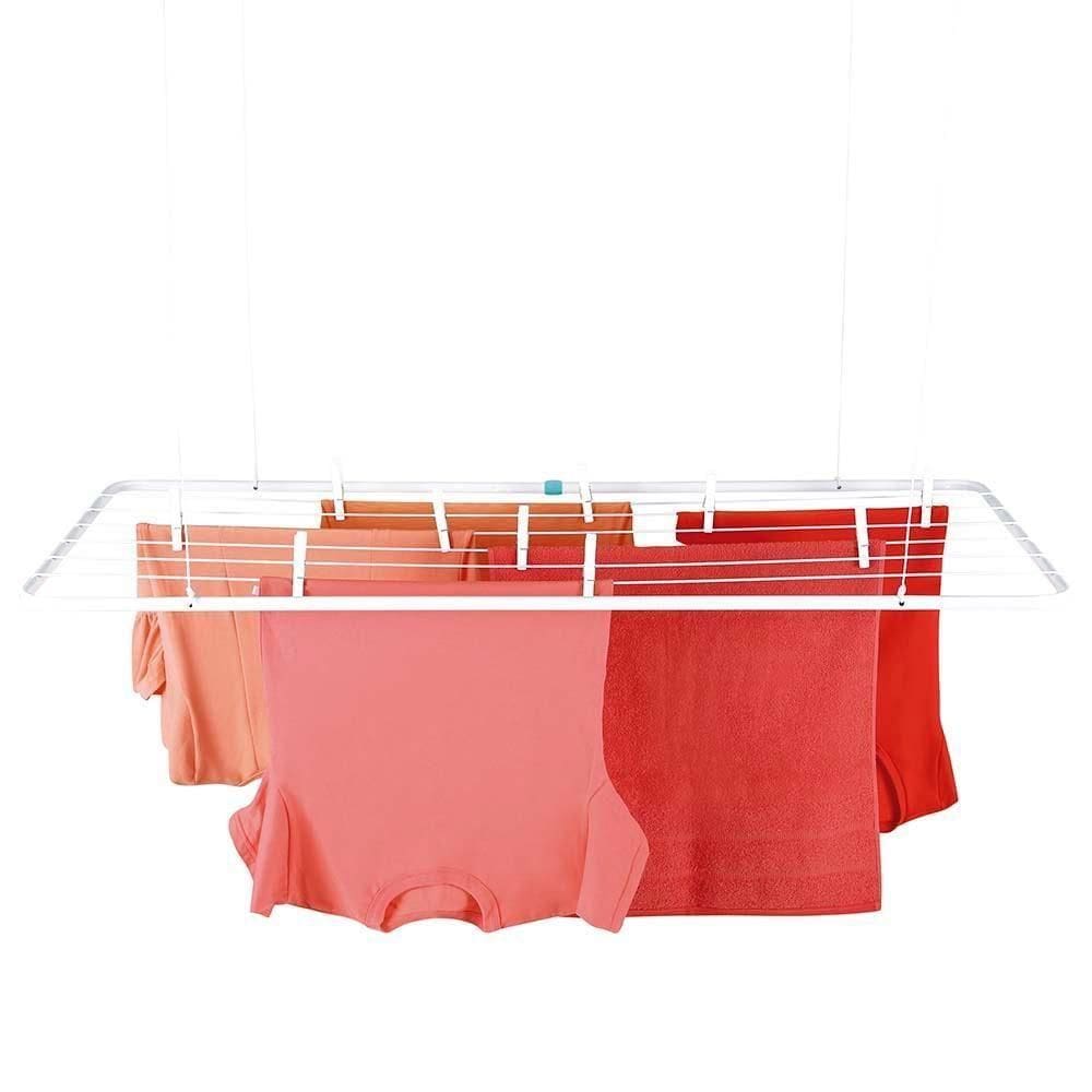 Varal De Teto Em Aço Suspenso 120x56 Mor Cor:branco Branco