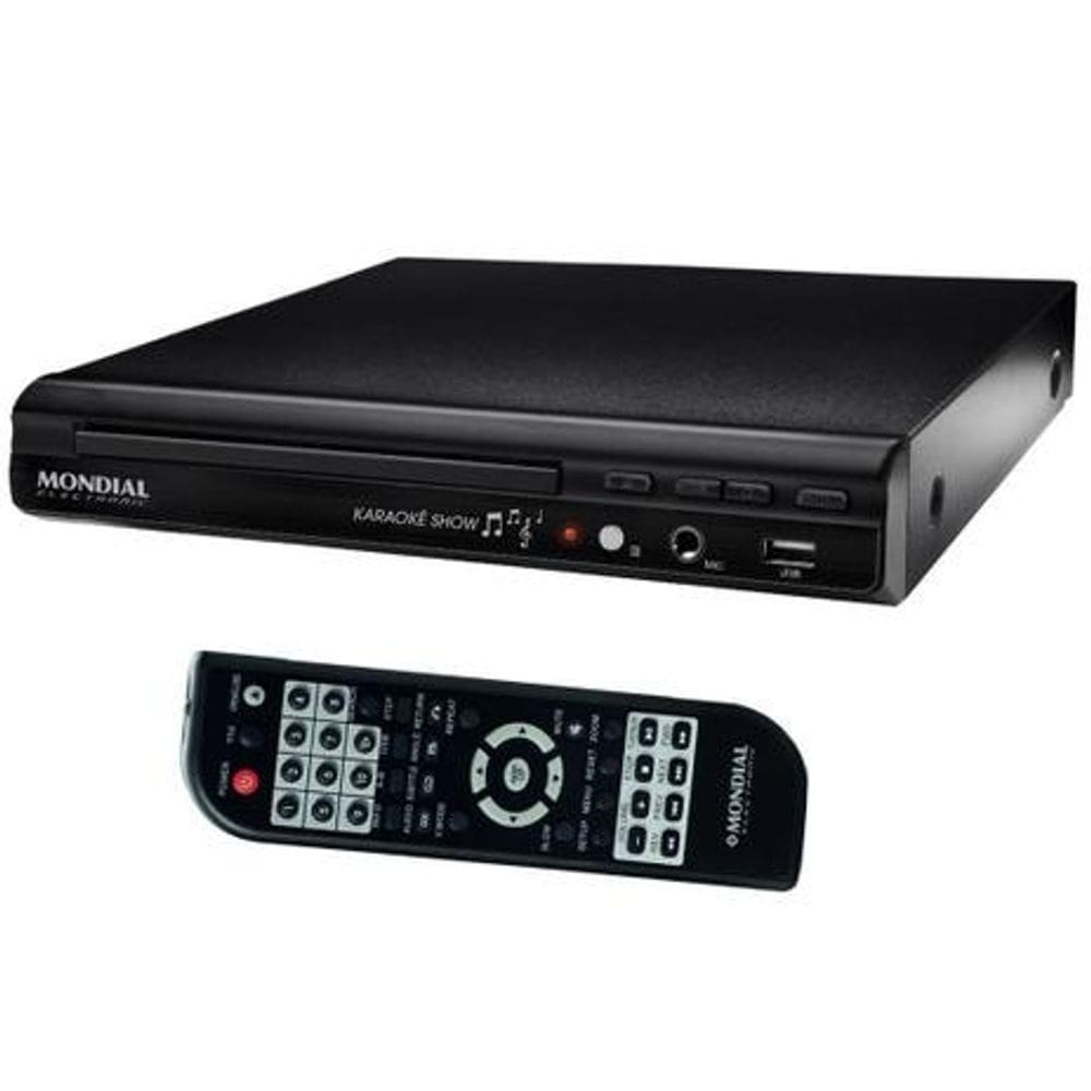 Dvd Player Mondial Bivolt Karaoke e Controle Remoto Preto