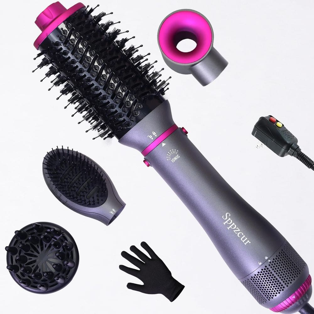 Escova de secador de cabelo 4 em 1 SPPZCUR com íon negativo