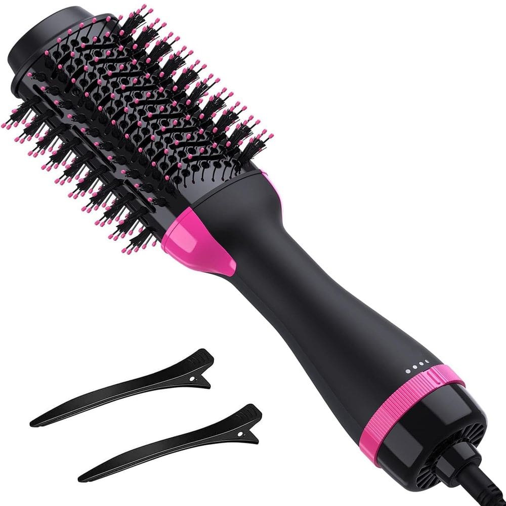 Escova para secador de cabelo SHOSHE 3 em 1 One Step Volumizer preta e rosa