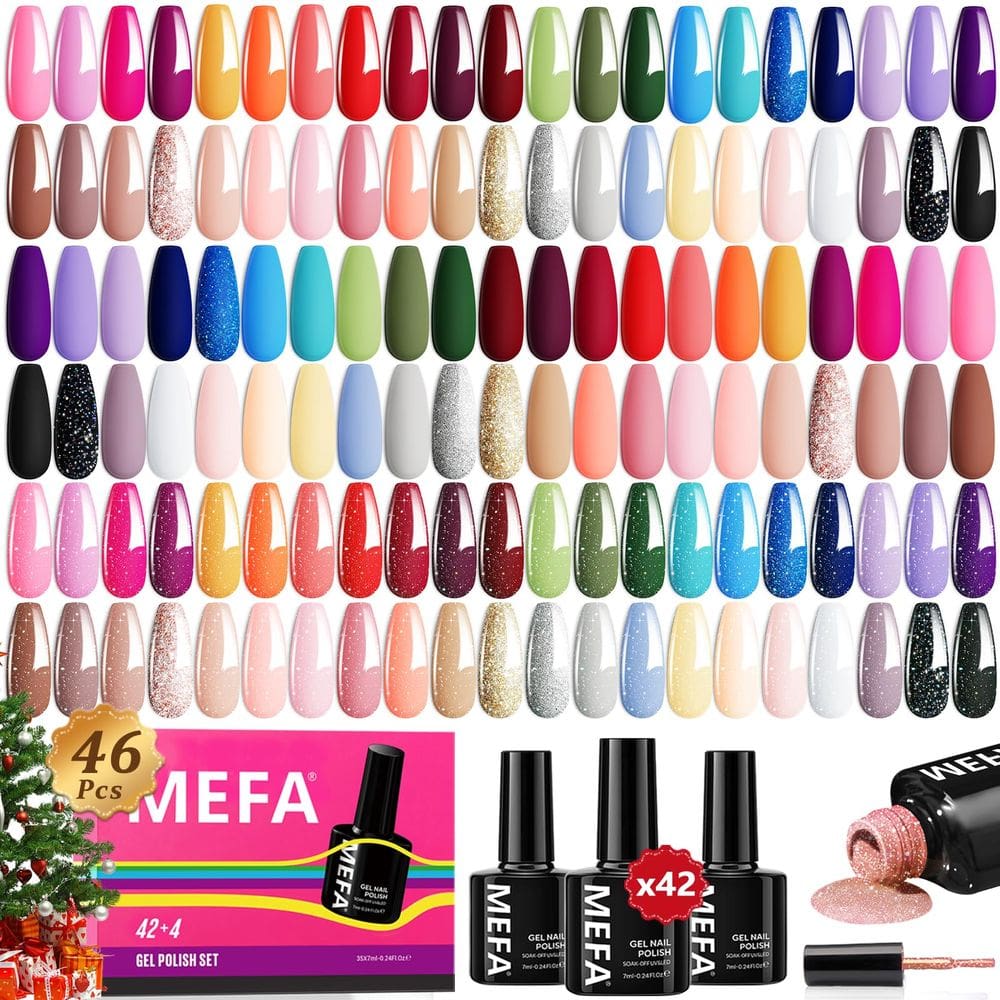Conjunto de esmaltes de gel MEFA 46 unidades 42 cores com base e camada superior