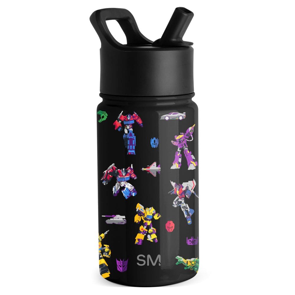 Garrafa de água Simple Modern Transformers Kids 414ml com canudo