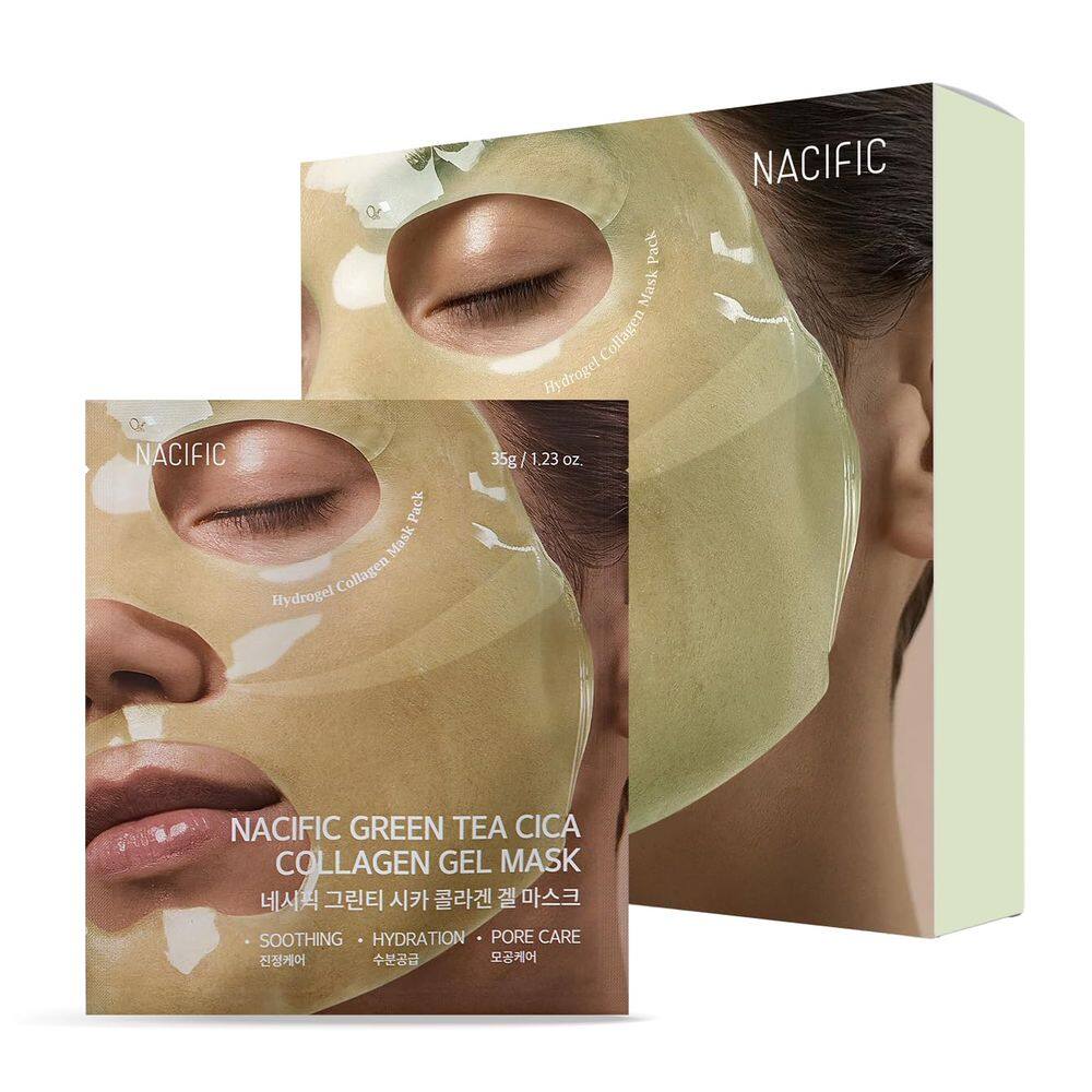 Máscara facial NACIFIC Gel de colágeno com chá verde Cica 4EA Set