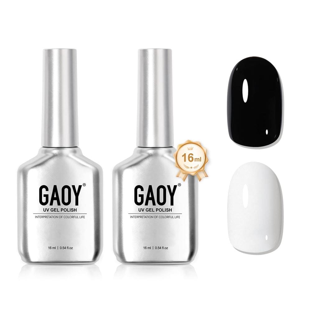 Kit de esmaltes em gel GAOY preto e branco 16mL Soak Off UV