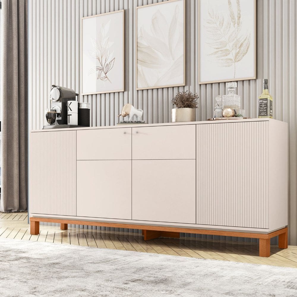 Buffet para Sala de Jantar 6 Portas Mondrian Off White/Freijó