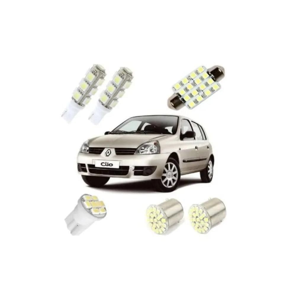 Kit Lâmpadas Led Renault Clio Luz Pingo Teto Placa Ré