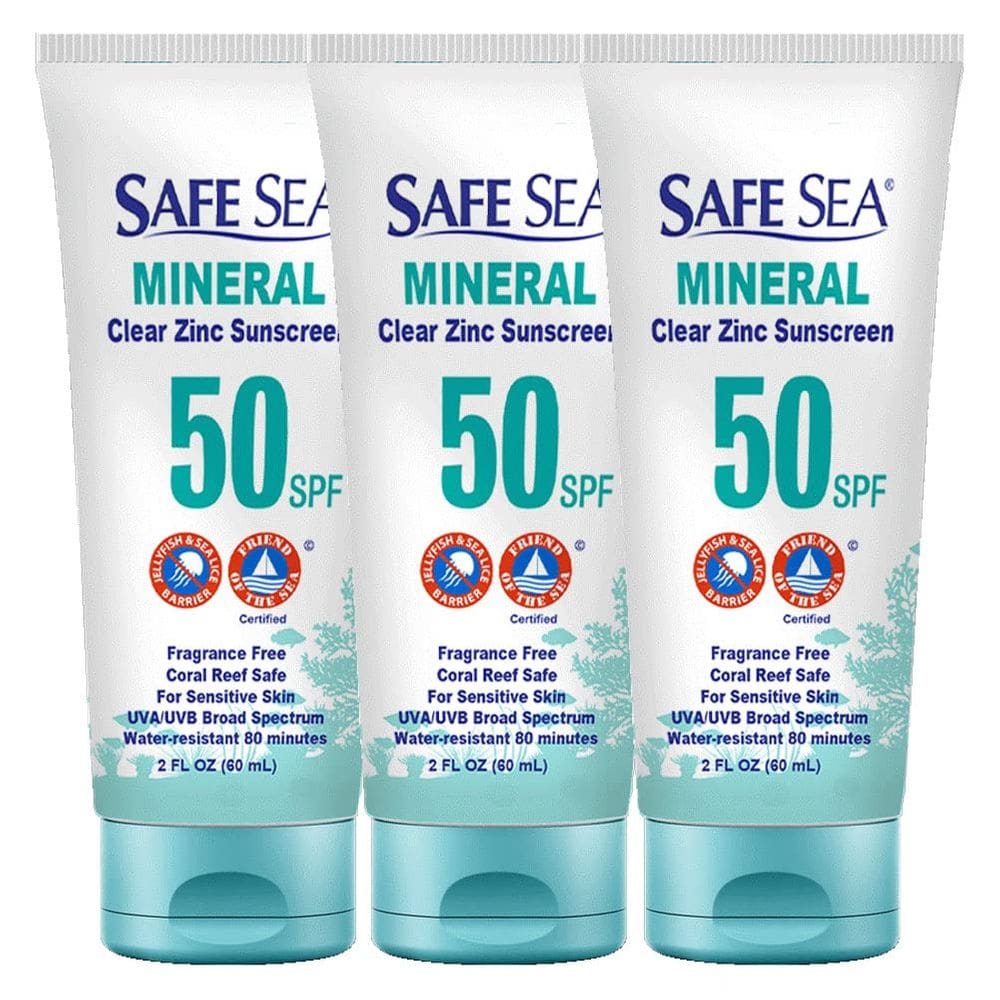 Protetor solar Safe Sea Zinc Oxide SPF50 60 ml Tamanho de viagem x3
