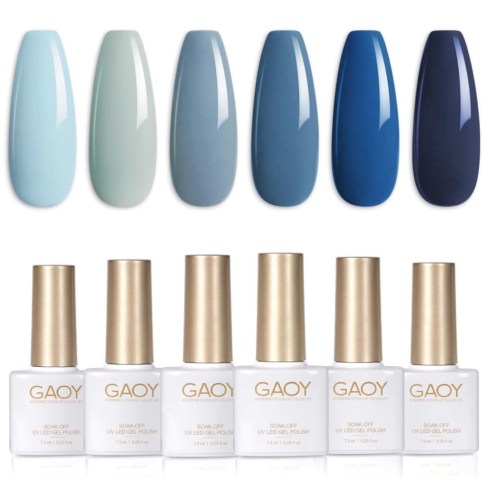 Conjunto de esmaltes de gel GAOY Blue Navy 6 cores 7,3 mL UV Light