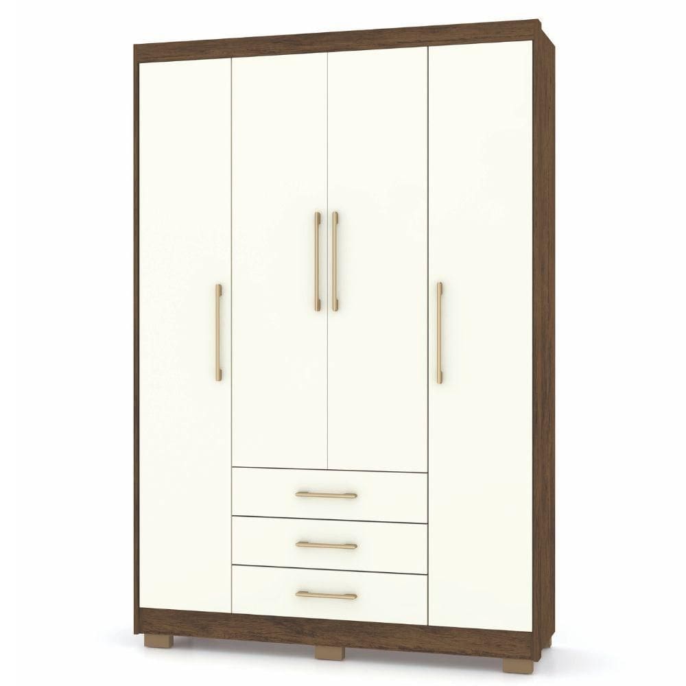 Guarda Roupa Espanha 4 Portas Imbuia Champanhe Vila Rica