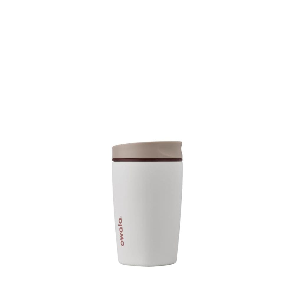 Copo de café Owala SmoothSip Slider isolado 360 ml bronzeado/branco