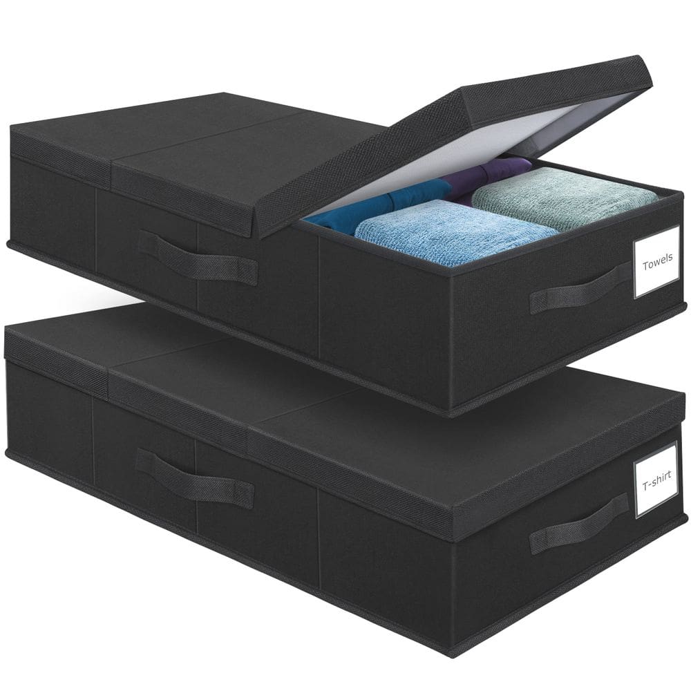 Recipientes de armazenamento Underbed Suppowin Large (conjunto de 2) pretos