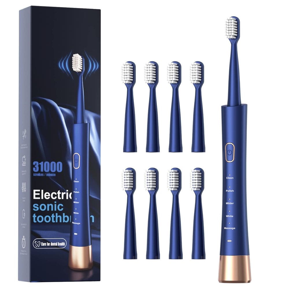 Escova de dentes elétrica AJELU IPX7 impermeável com 8 cabeças de escova