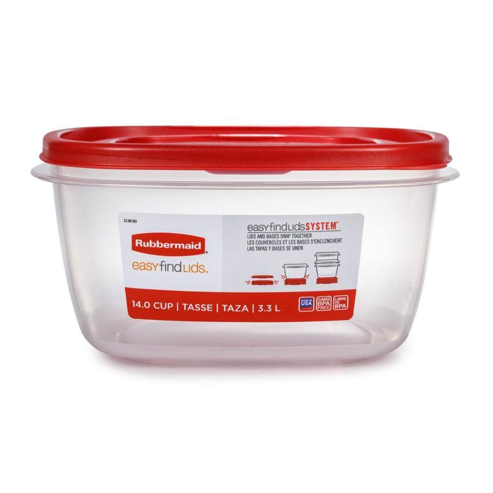 Recipiente de armazenamento de alimentos Rubbermaid Easy Find Lids 14 xícaras