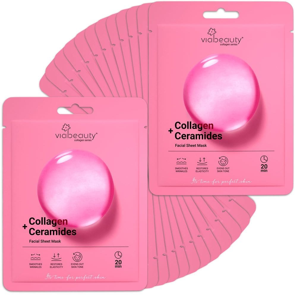 Máscara facial de colágeno VIABEAUTY rejuvenescedora com ceramidas x24