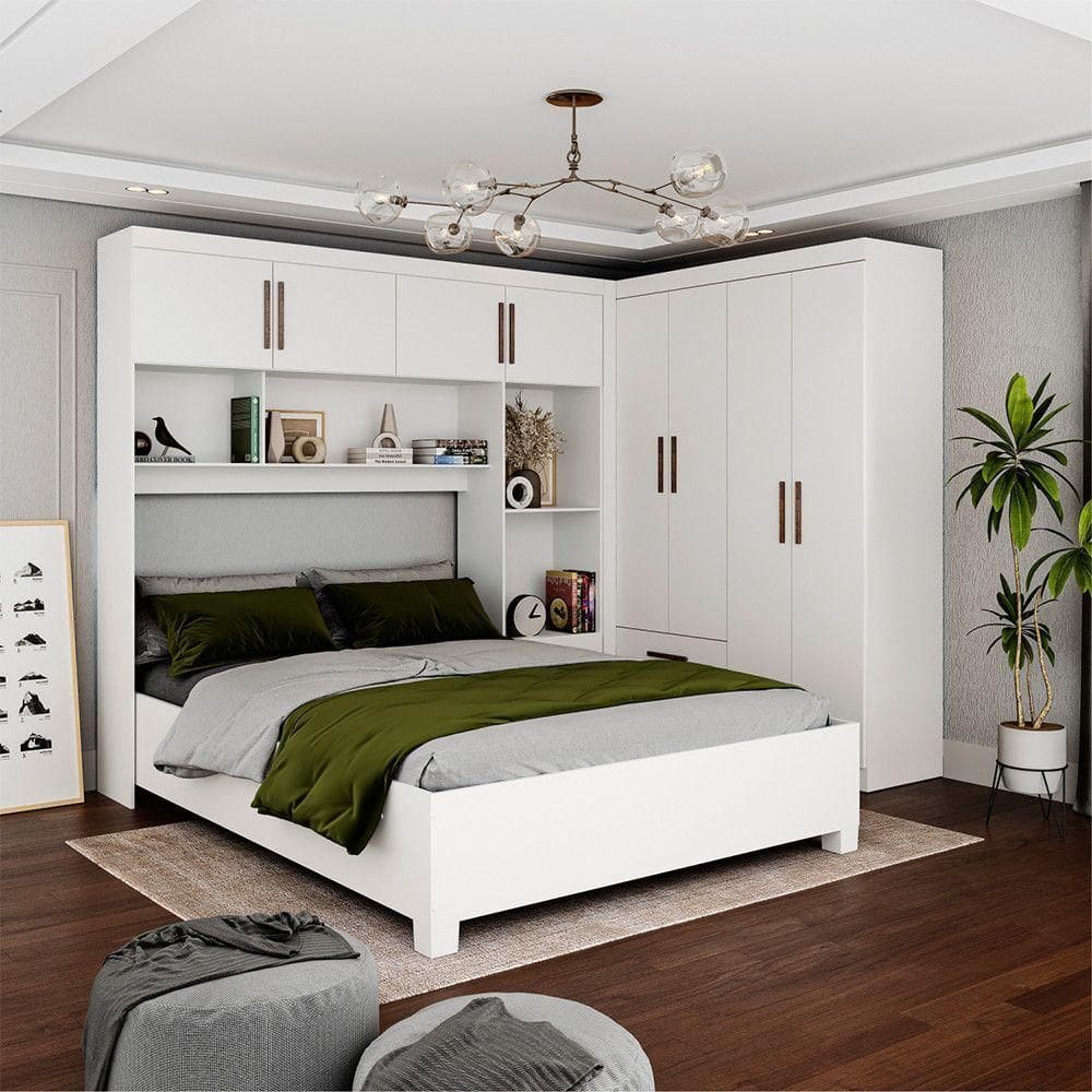 Guarda Roupa Casal Modulado 4 Portas Hercules 4 Portas 4 Gavetas Branco