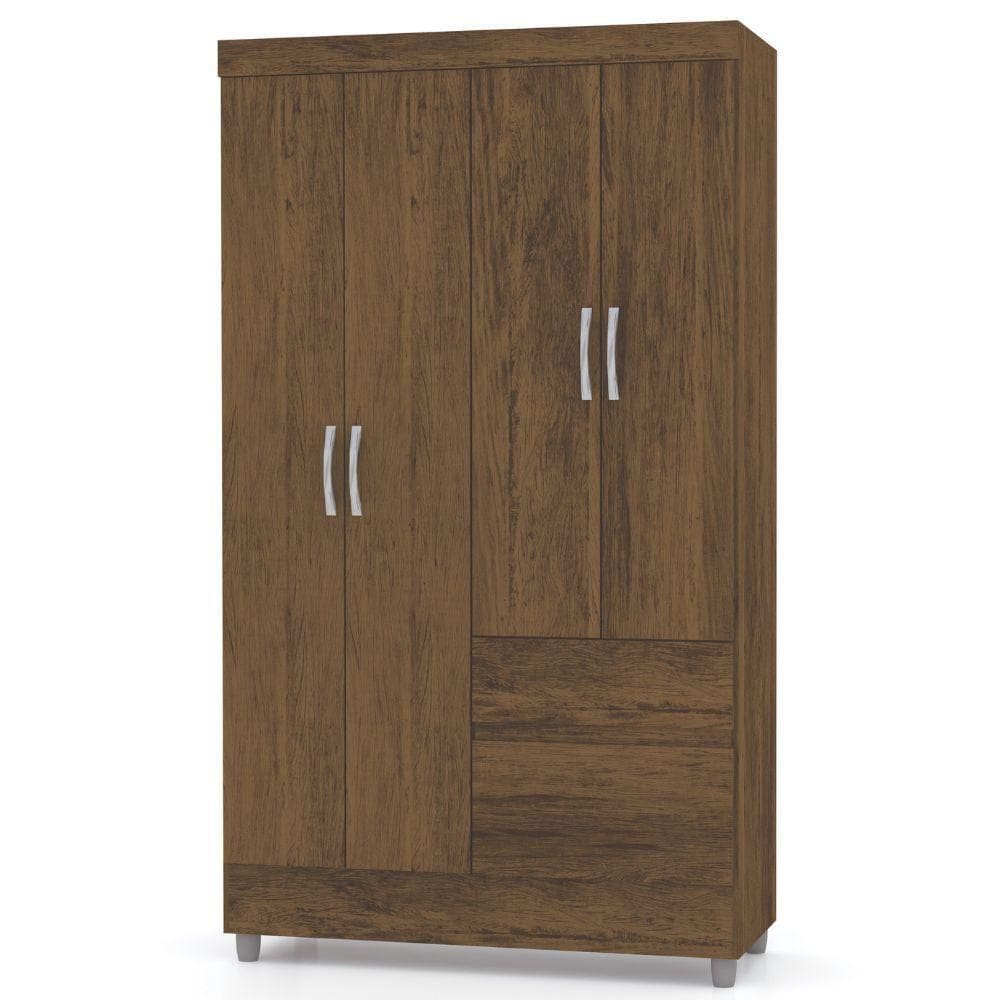 Guarda Roupa Solteiro Ideal Plus 4 Portas Imbuia Rústico Vr