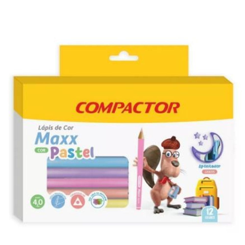 Lápis de Cor Max Tom Pastel 12 Cores - Compactor