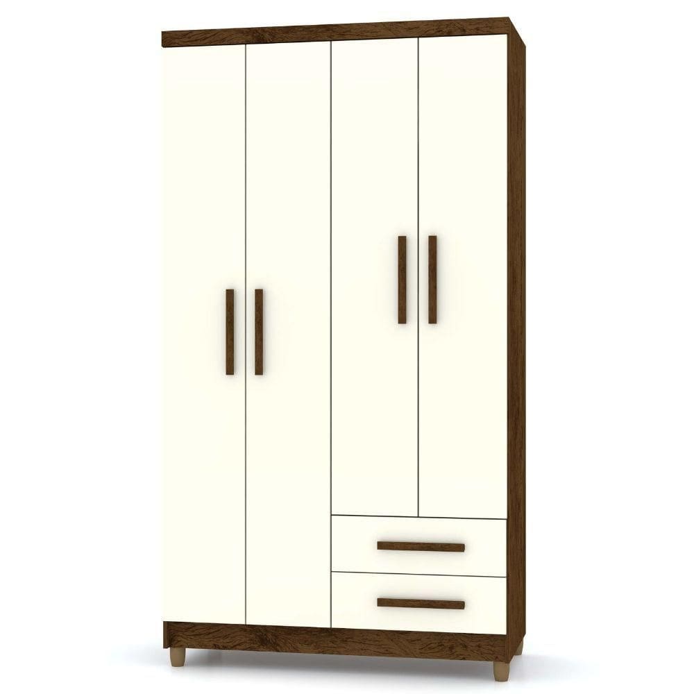 Guarda Roupa Solteiro Line 4 Portas Imbuia Champanhe Vila Rica