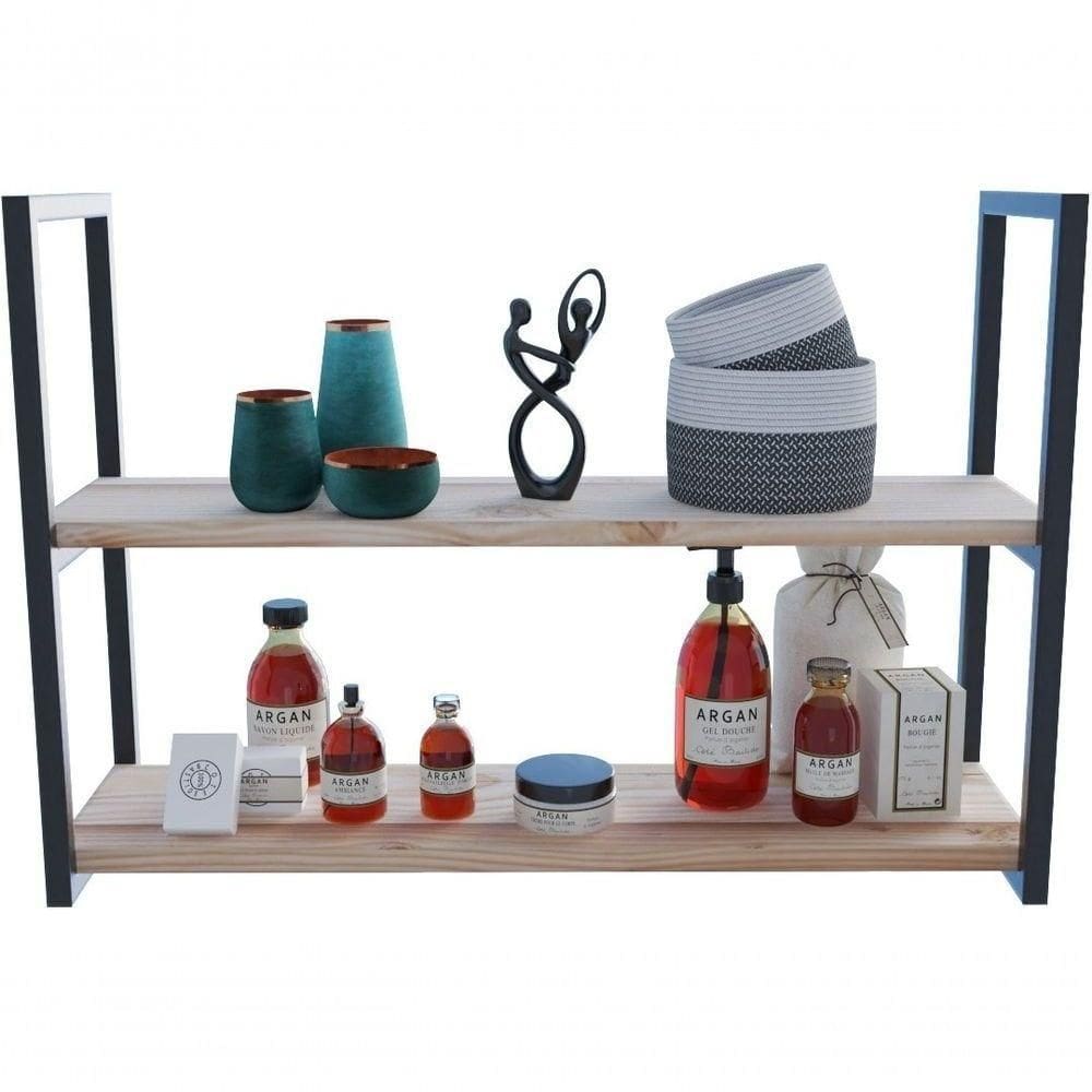 Estante 80X20Cm Industrial Preta