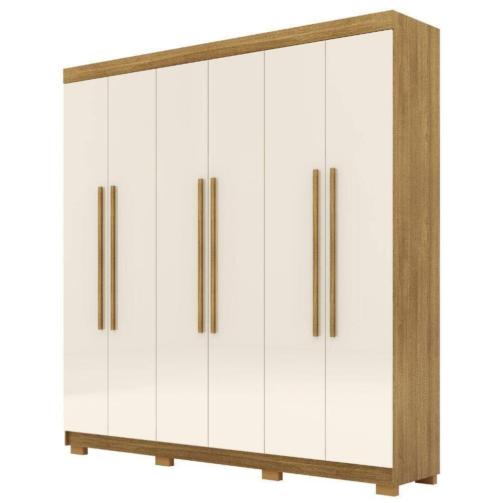Guarda Roupa Casal Elegance 6 Portas Nature Champanhe Vila Rica