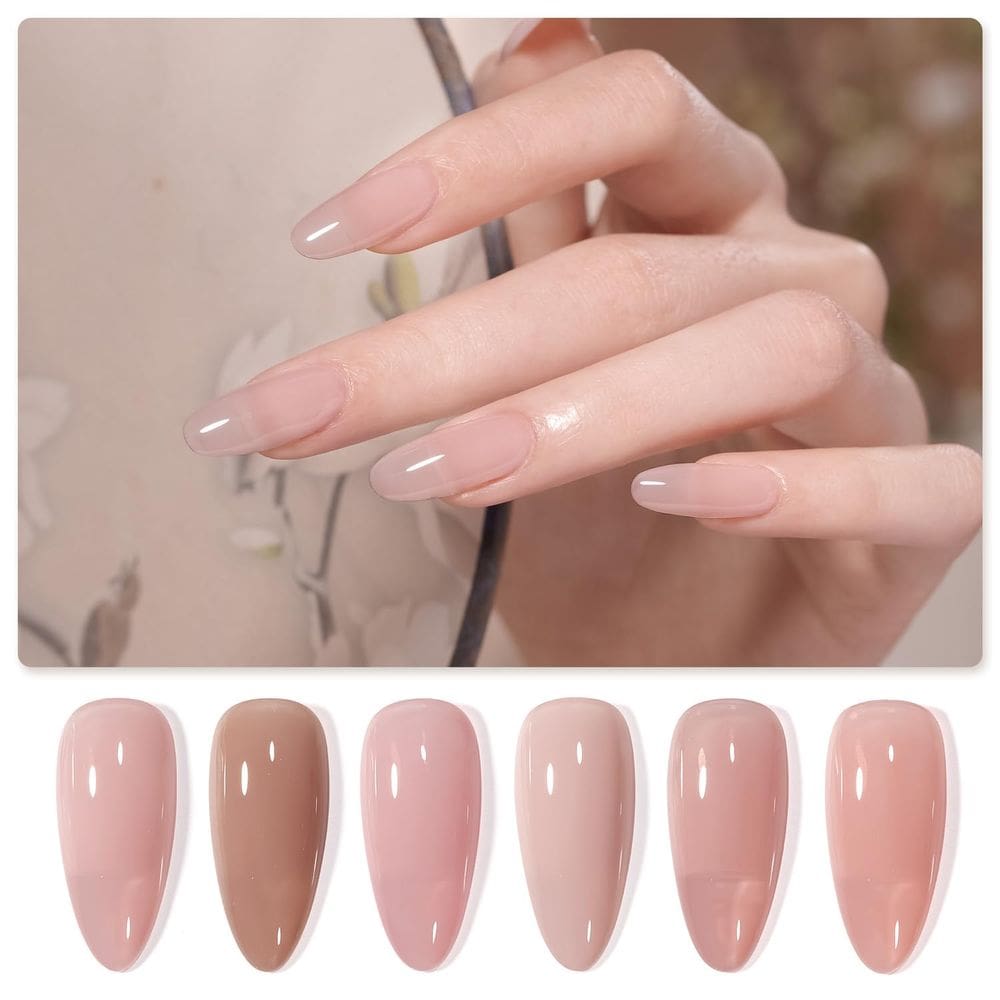 Conjunto de esmaltes GAOY Jelly Nude Pink Gel 6 cores 7,3 mL