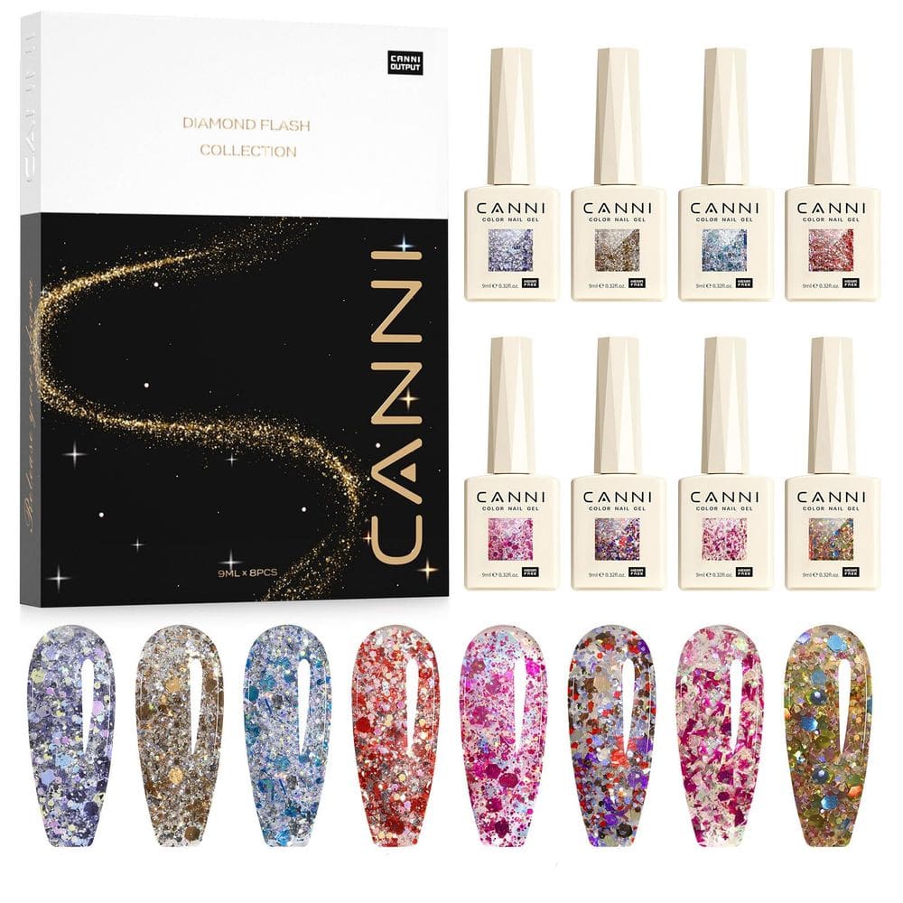 Conjunto de esmaltes CANNI Glitter Sequins 9 mL x 8 cores