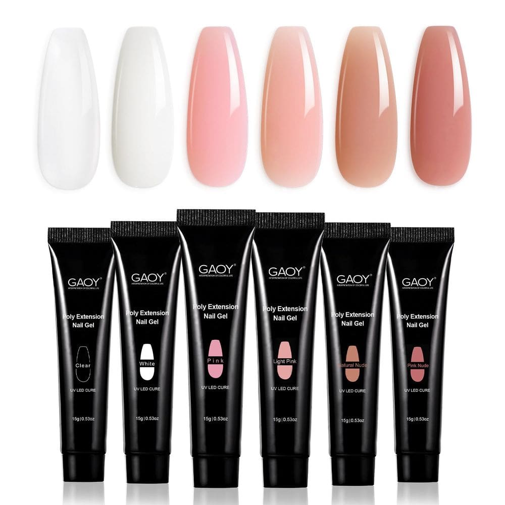 Conjunto de gel para extensão de unhas GAOY Poly Gel com 6 cores de rosa nude