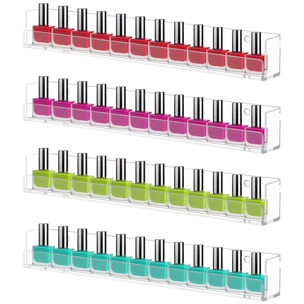 Prateleira de parede para esmaltes Cerpourt Clear Acrylic, pacote com 4