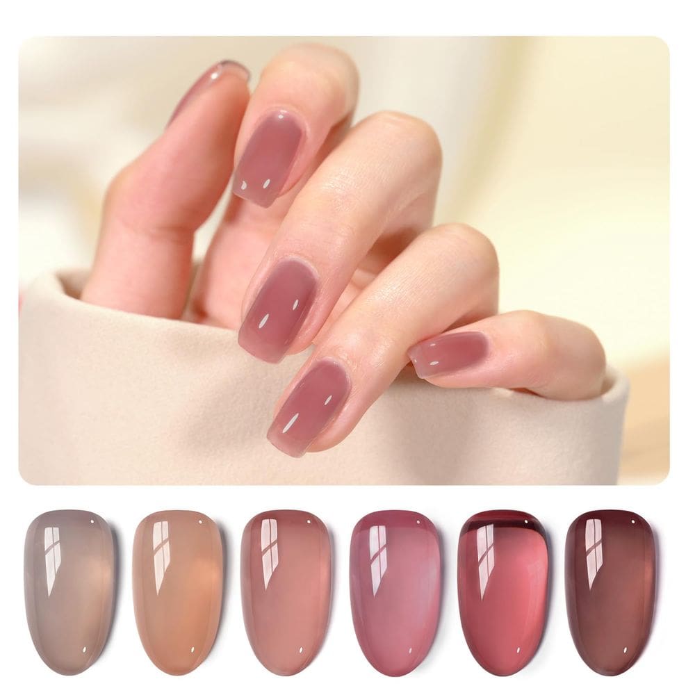 Conjunto de esmaltes em gel GAOY Jelly Pink Nude 6 cores 7,3 ml