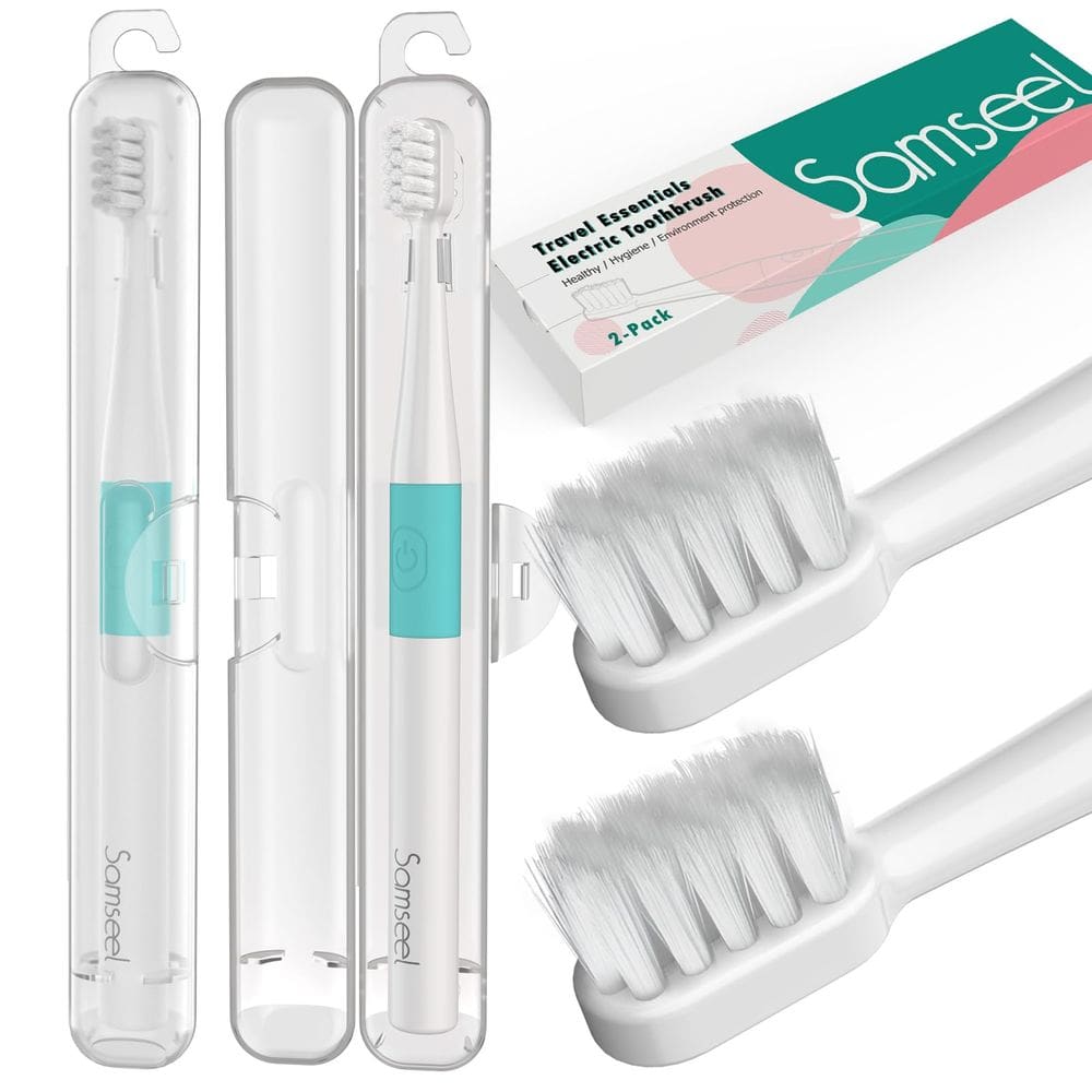 Escova de dentes elétrica Samseel White, pacote com 2 unidades, dura 90 dias