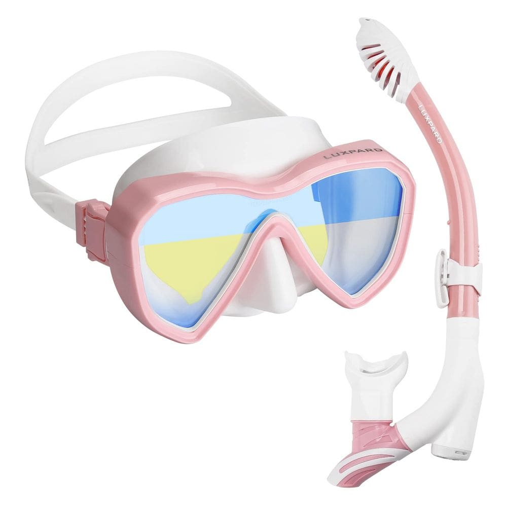 Conjunto de snorkel LUXPARD Anti-Fog Panoramic View para adultos, rosa