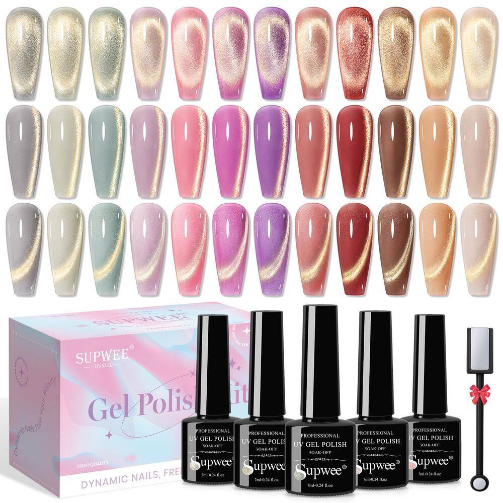 Conjunto de esmaltes SUPWEE Cat Eye Gel 12 cores com bastão magnético