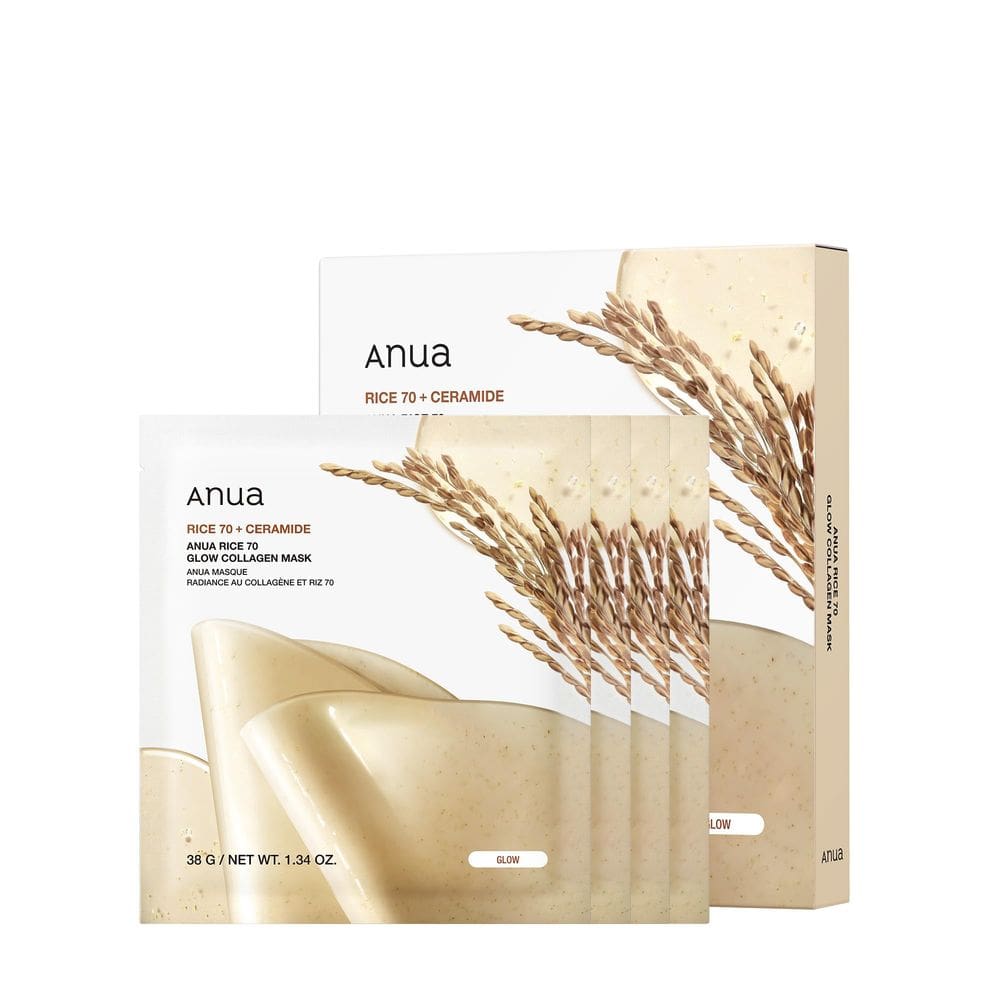 Máscara facial ANUA Rice 70 Glow Collagen Overnight 38 mL (pacote com 4)