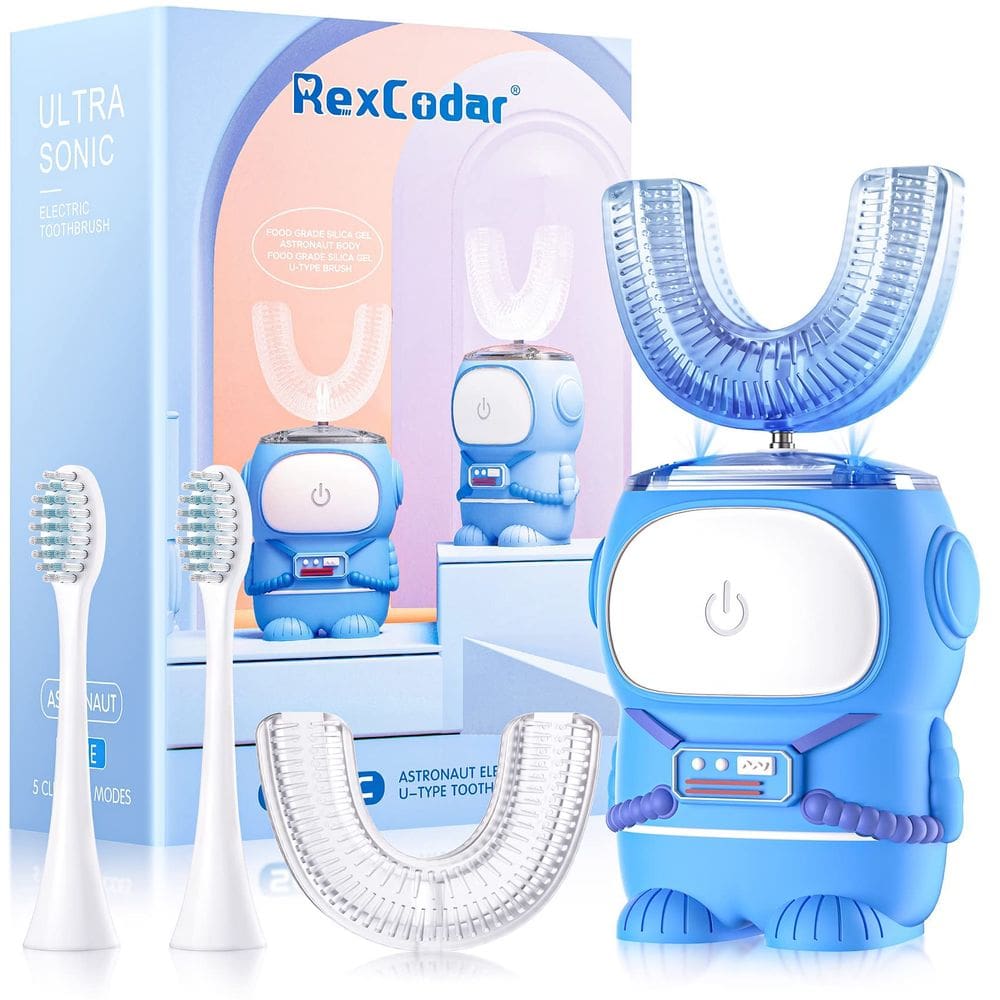 Escova de dentes elétrica Rexcodar Ultrasonic Kid`s em forma de U azul
