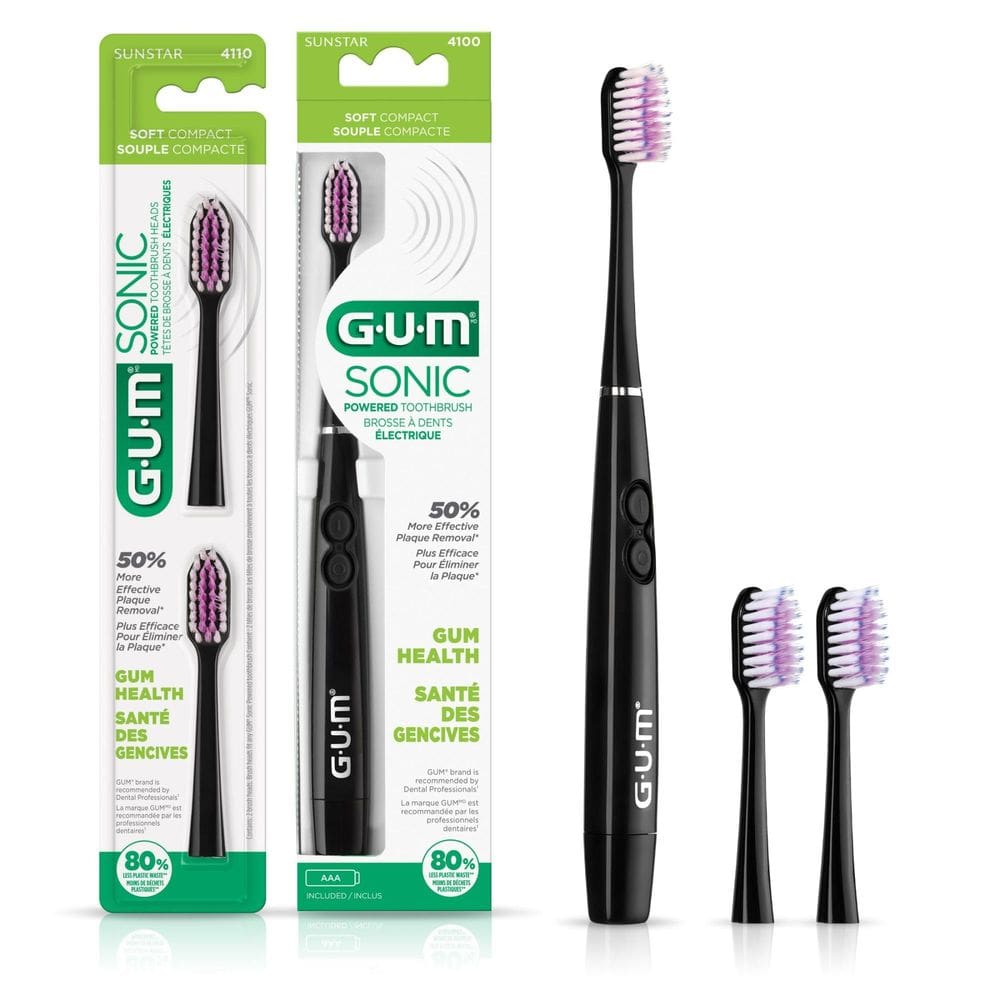 Escova de dentes GUM Sonic Powered Capered Bristles Black Bundle