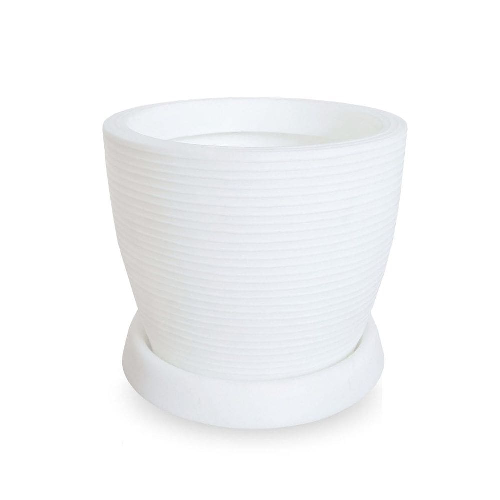 Vaso De Planta Redondo De Polietileno 30X30 + Prato Branco