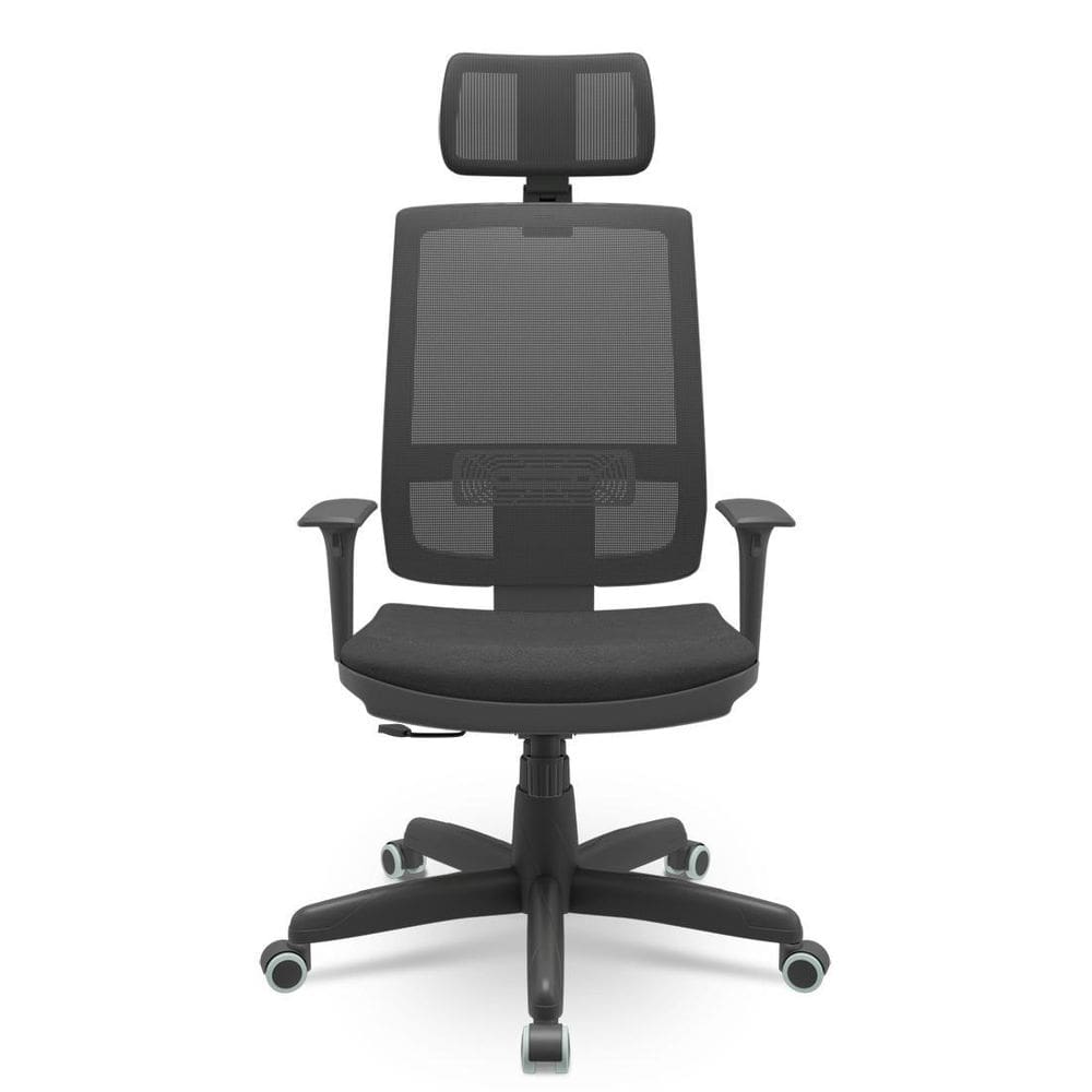 Cadeira Brizza Relax Com Braços Regu C Apoio Tela Poli Preto