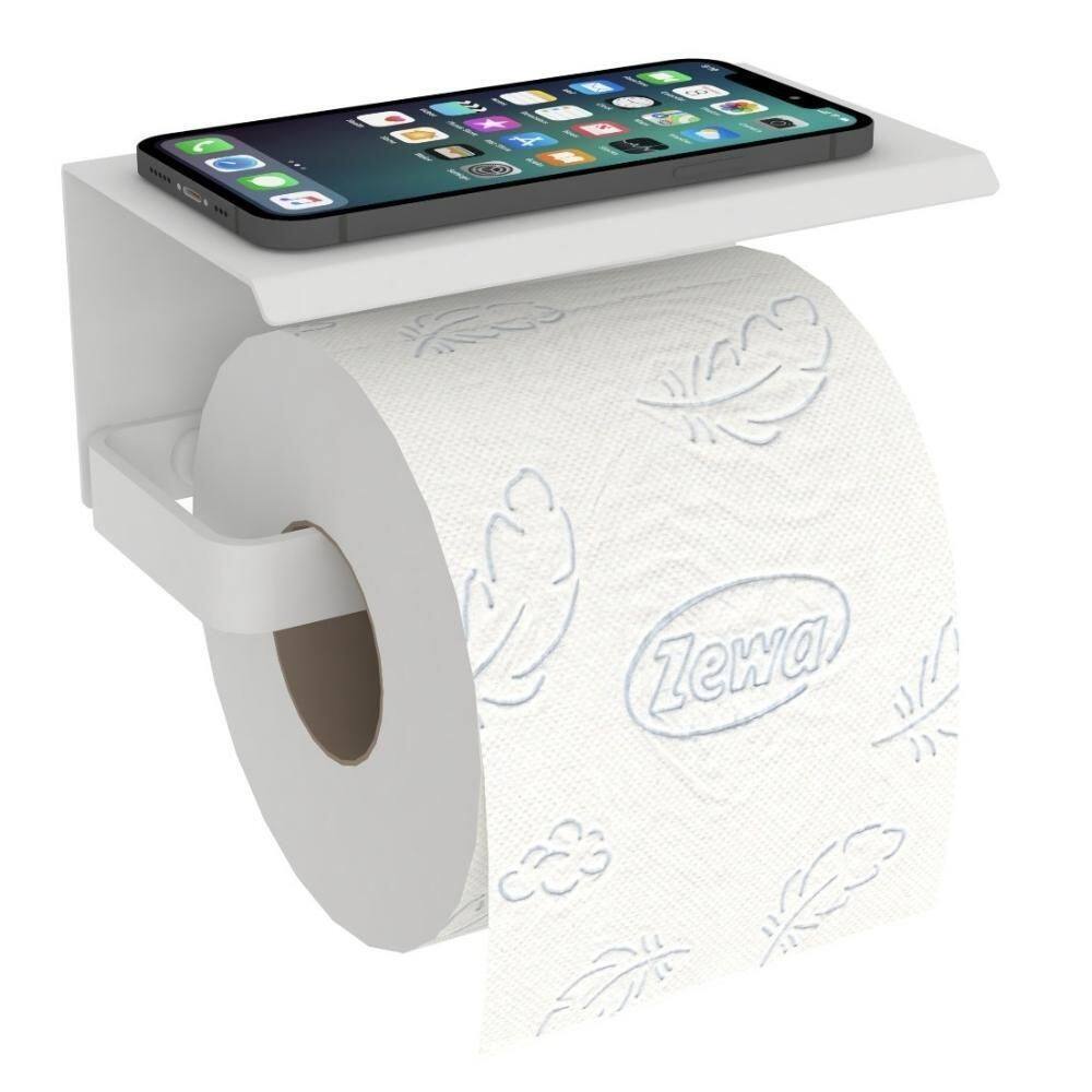 Porta Papel Higiênico Inox De Parede Banheiro Branco Max