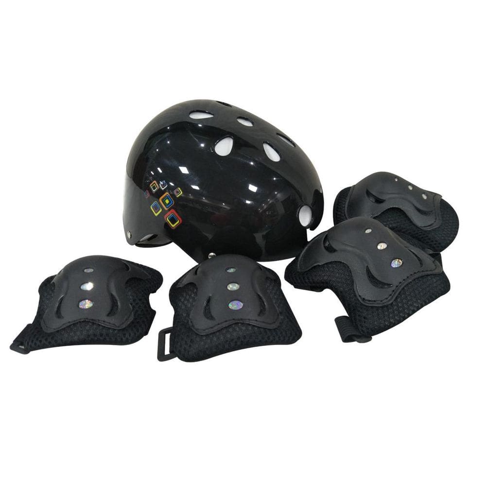 Kit Proteção  Capacete Joelheira E Cotoveleira Preto Unitoys