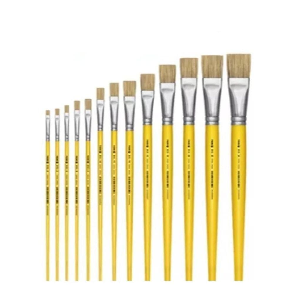 Kit Com 13 Pinceis Artesanato Chato 815 Cerda Natural Tigre