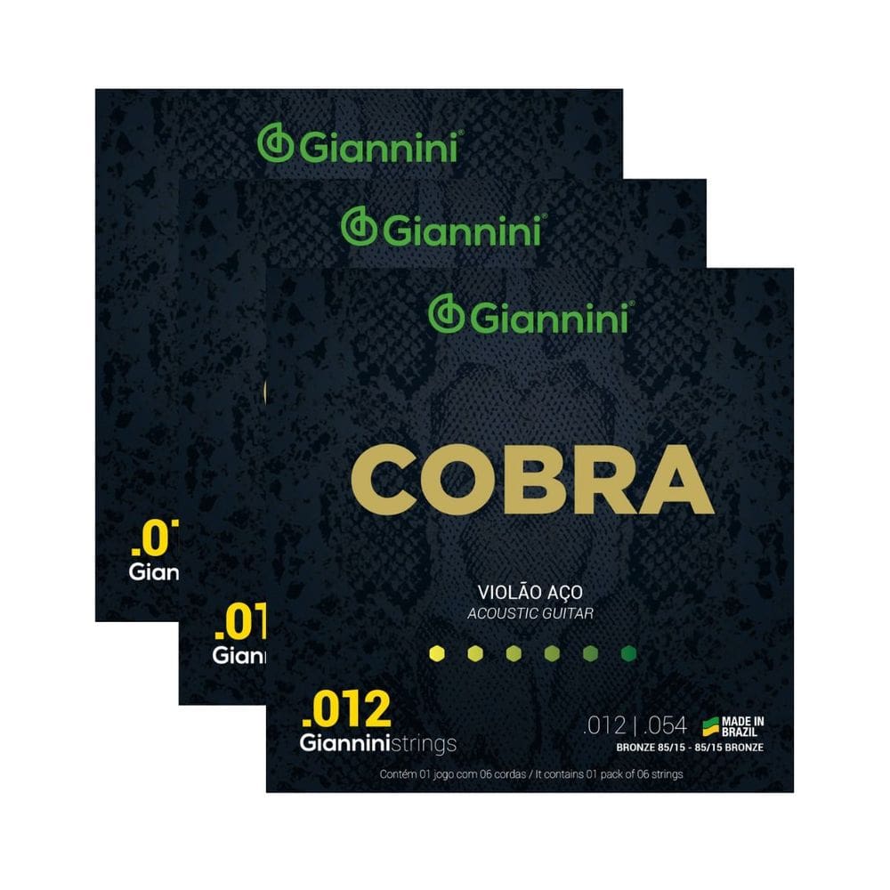 Kit 3 Encordoamento Violão Aço Cobra GEEFLKS Bronze 85/15 0.012”