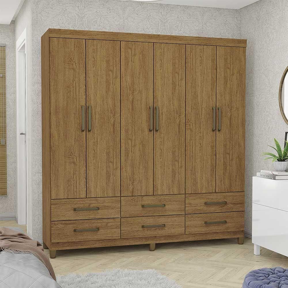 Guarda Roupa Casal D22 6 Portas 6 Gavetas Carioca Móveis Cinamomo