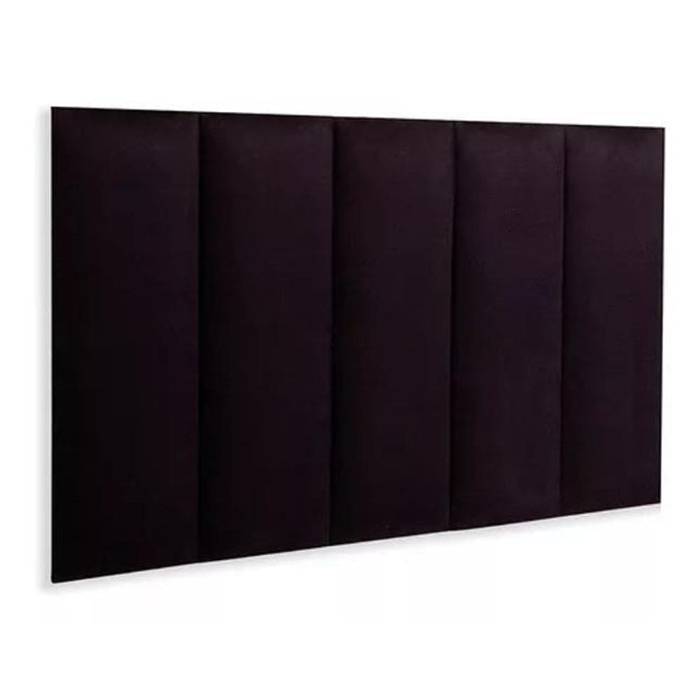 Kit 5 Módulos Placas Cabeceira Estofada Solteiro Preto
