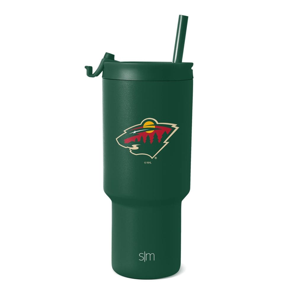 Copo Simple Modern NHL Minnesota Wild 900 ml com tampa e canudo