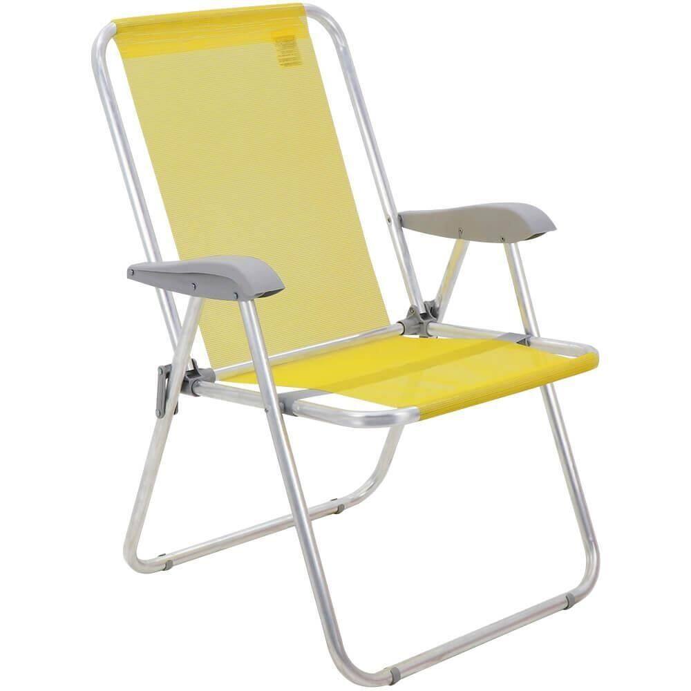 Cadeira de Praia Tramontina Creta Master em Alumínio com Assento Amarelo 92900200