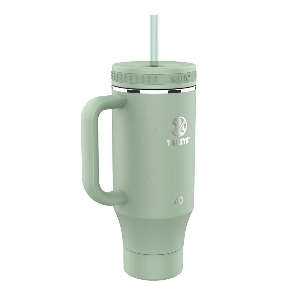 Copo Takeya de aço inoxidável de 1,2 L com tampa, 2 canudos Matcha