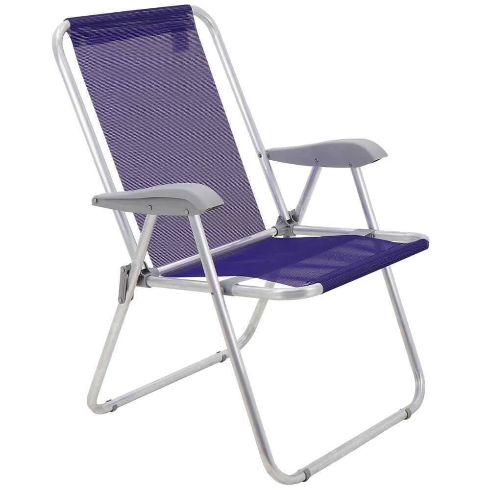 Cadeira de Praia Tramontina Creta Master em Alumínio com Assento Roxo 92900203
