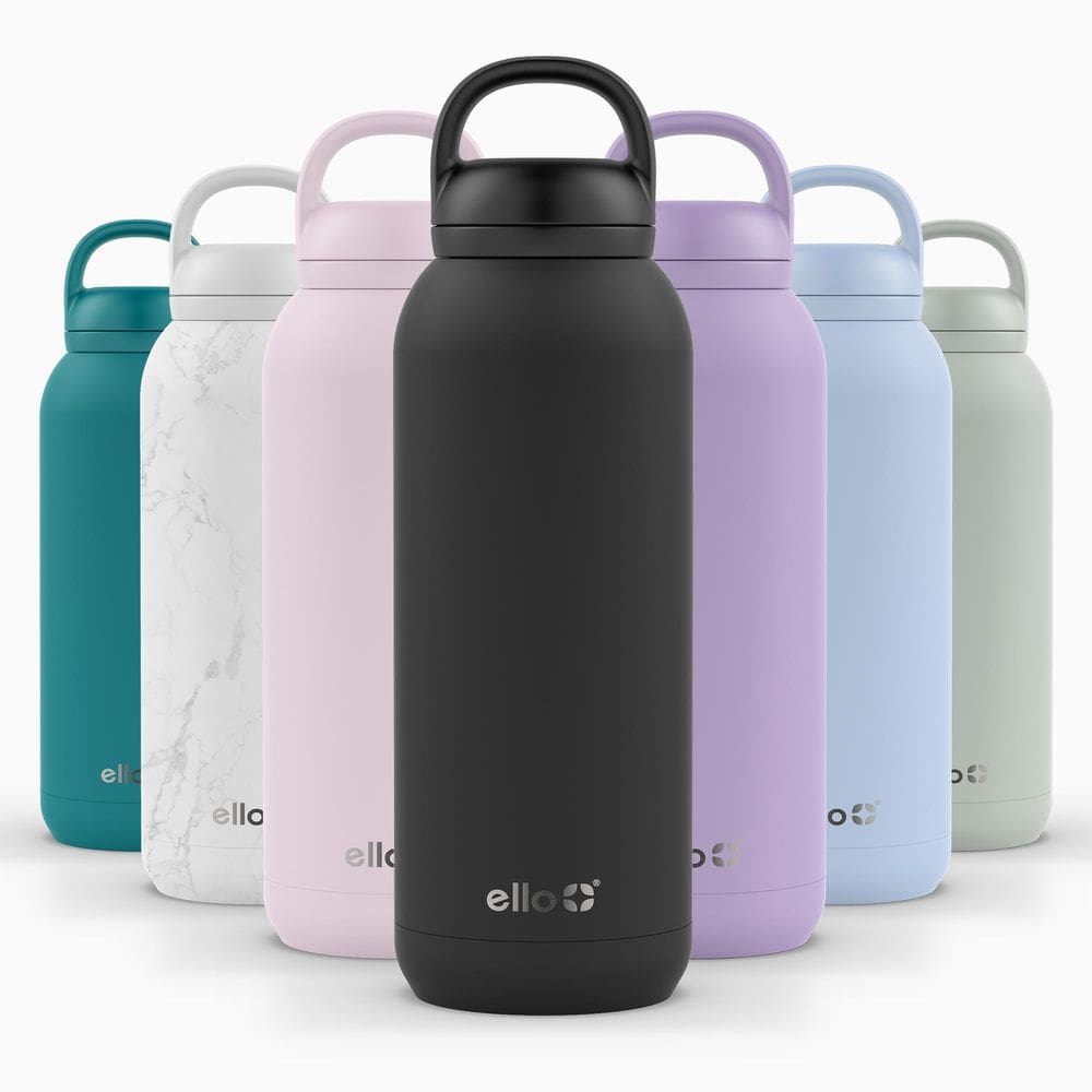 Garrafa de água Ello Cooper Twist 1.2L em aço inoxidável preta
