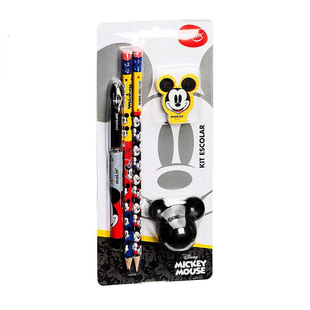 Kit 5 Peças Escolar Disney Mickey Mouse Vermelho